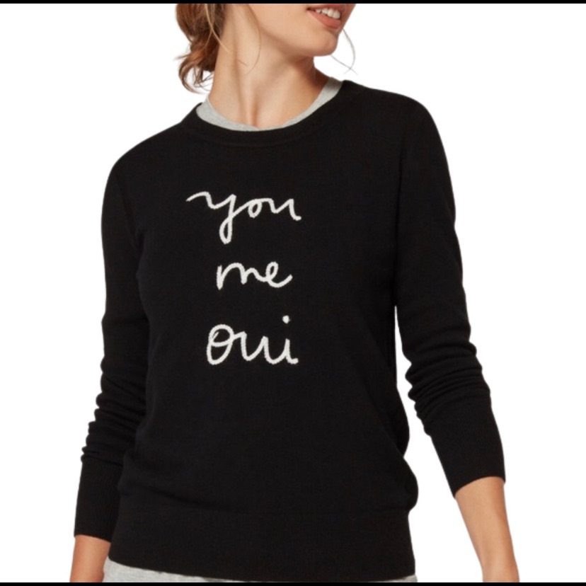 Banana Republic Black Crewneck Sweater With White Script